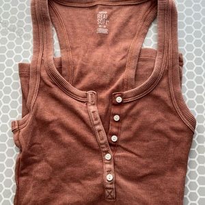 Two American eagle button down tanks